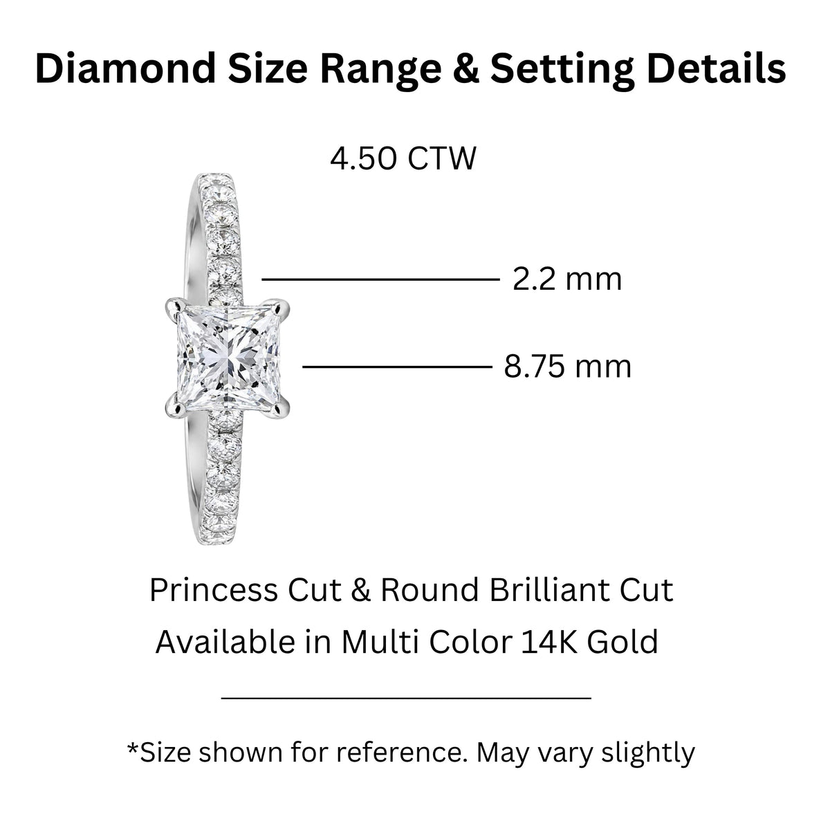 Lab-Grown Diamond Princess Solitaire Wedding Ring in 14K White Gold or 14K Yellow Gold