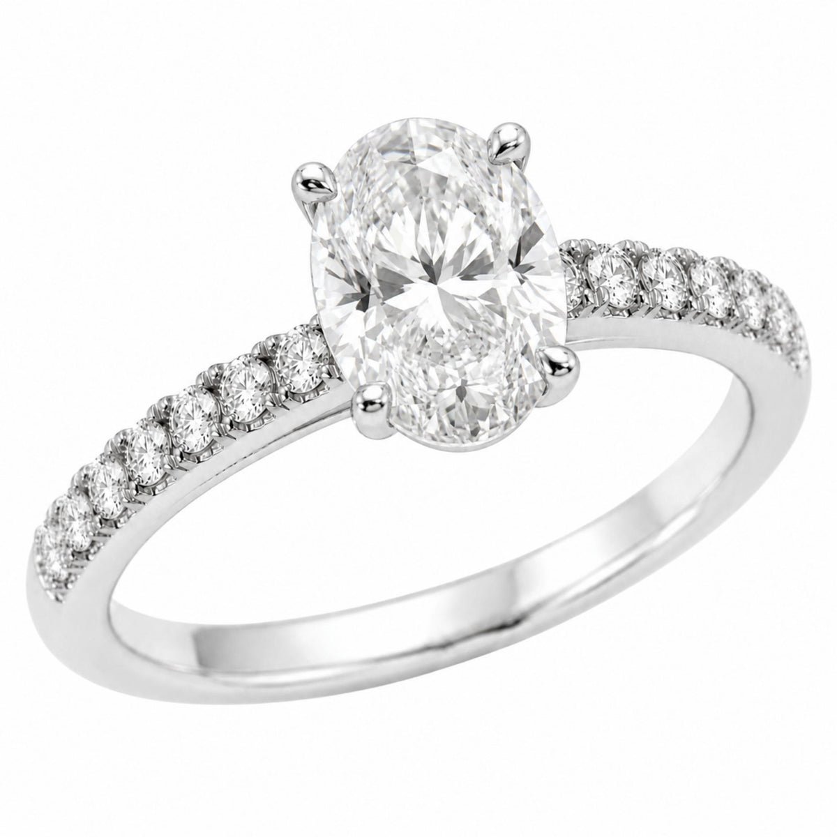 Lab-Grown Diamond Oval Solitaire Wedding Ring in 14K White Gold or 14K Yellow Gold