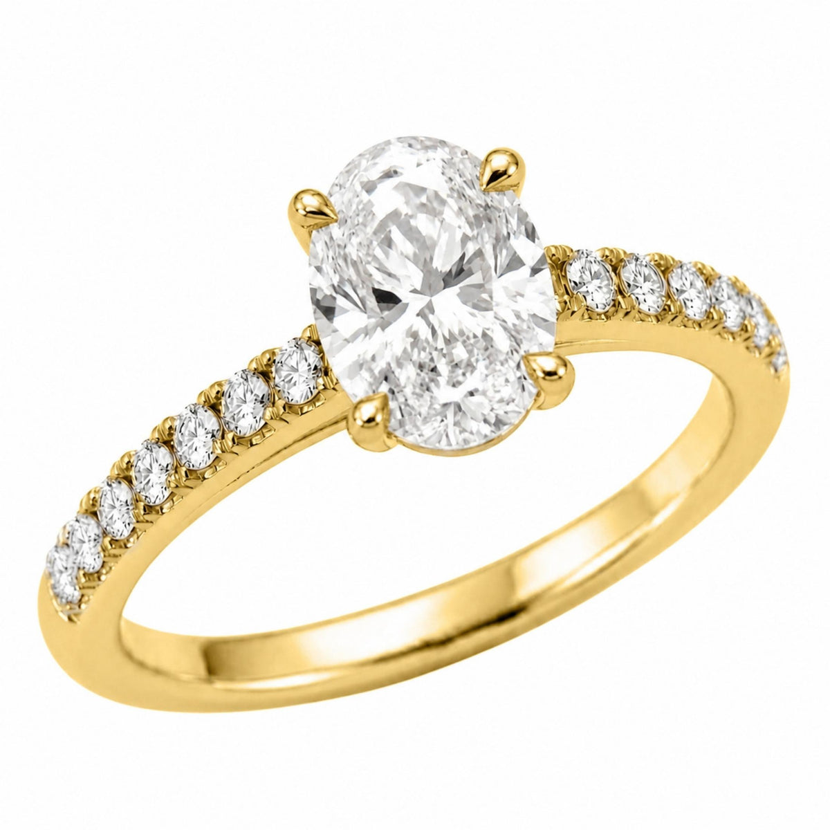 Lab-Grown Diamond Oval Solitaire Wedding Ring in 14K White Gold or 14K Yellow Gold