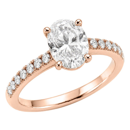 Lab-Grown Diamond Oval Solitaire Wedding Ring in 14K White Gold or 14K Yellow Gold