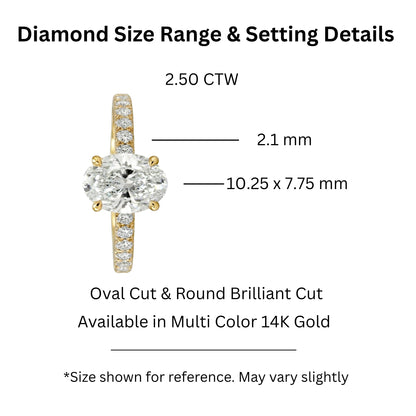 Lab-Grown Diamond Oval Solitaire Wedding Ring in 14K White Gold or 14K Yellow Gold