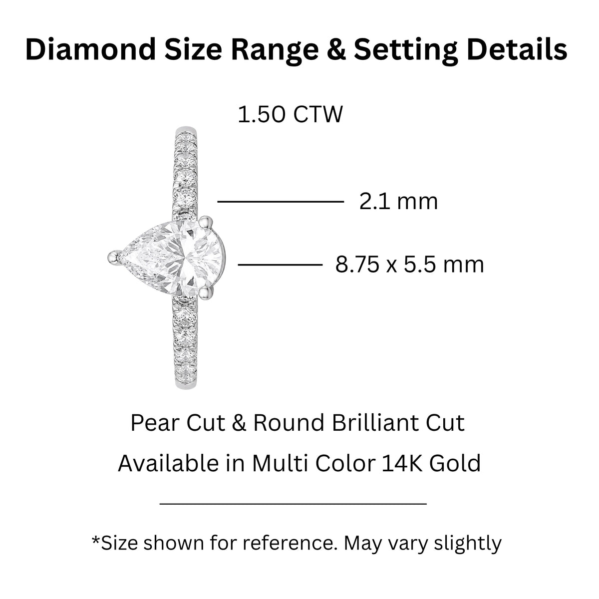 Lab-Grown Diamond Pear Cut Solitaire Wedding Ring in 14K White Gold or 14K Yellow Gold