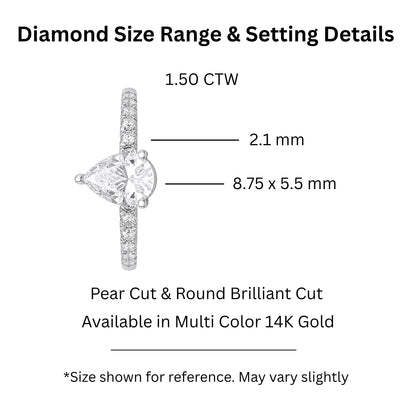 Lab-Grown Diamond Pear Cut Solitaire Wedding Ring in 14K White Gold or 14K Yellow Gold
