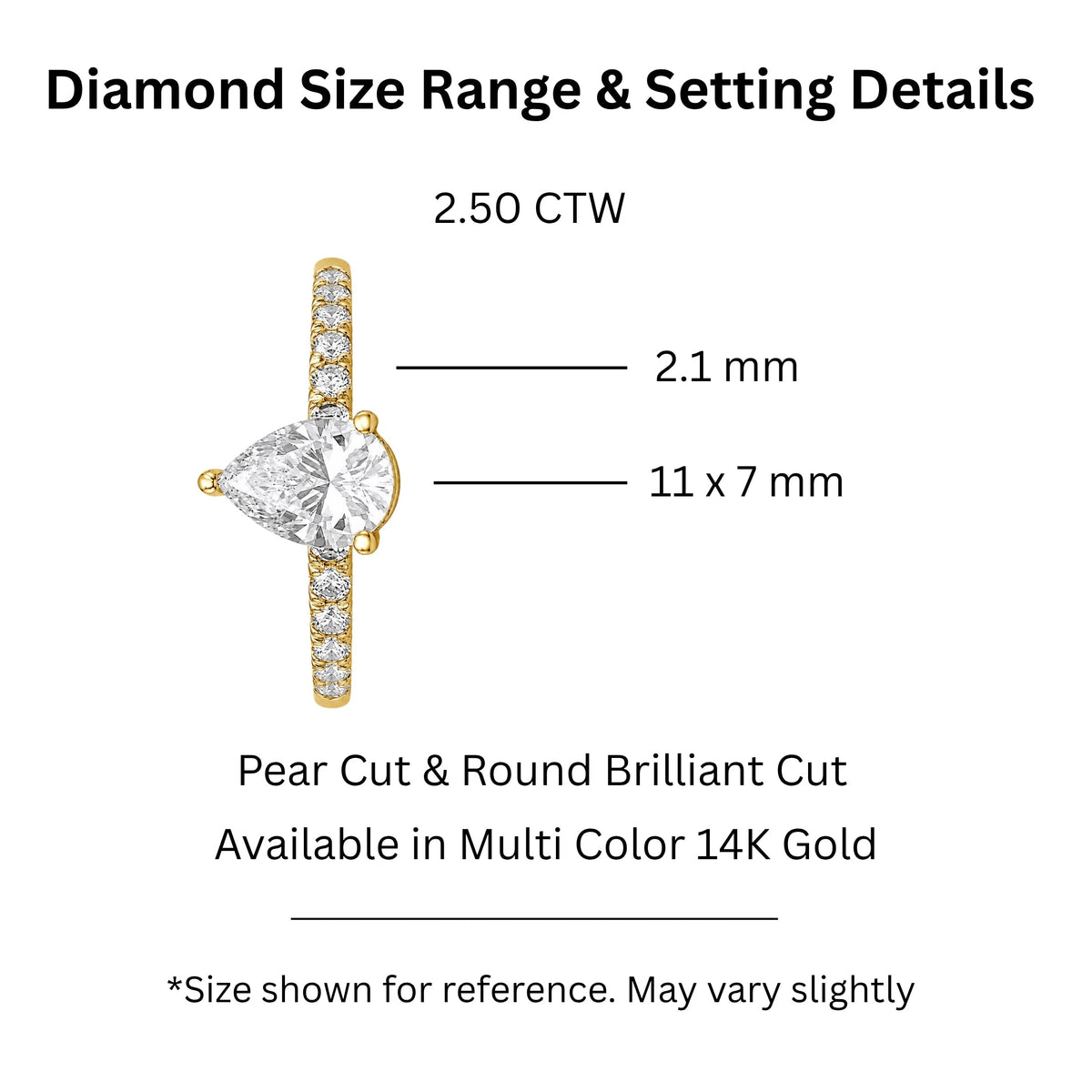 Lab-Grown Diamond Pear Cut Solitaire Wedding Ring in 14K White Gold or 14K Yellow Gold