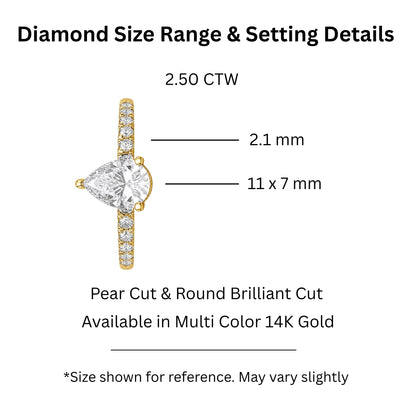 Lab-Grown Diamond Pear Cut Solitaire Wedding Ring in 14K White Gold or 14K Yellow Gold
