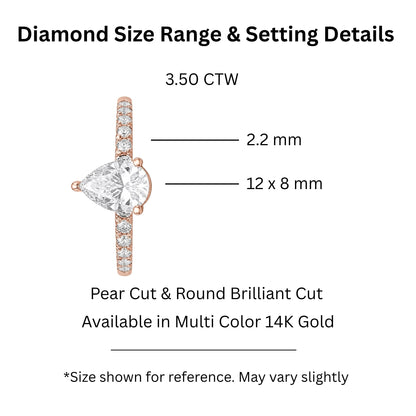 Lab-Grown Diamond Pear Cut Solitaire Wedding Ring in 14K White Gold or 14K Yellow Gold