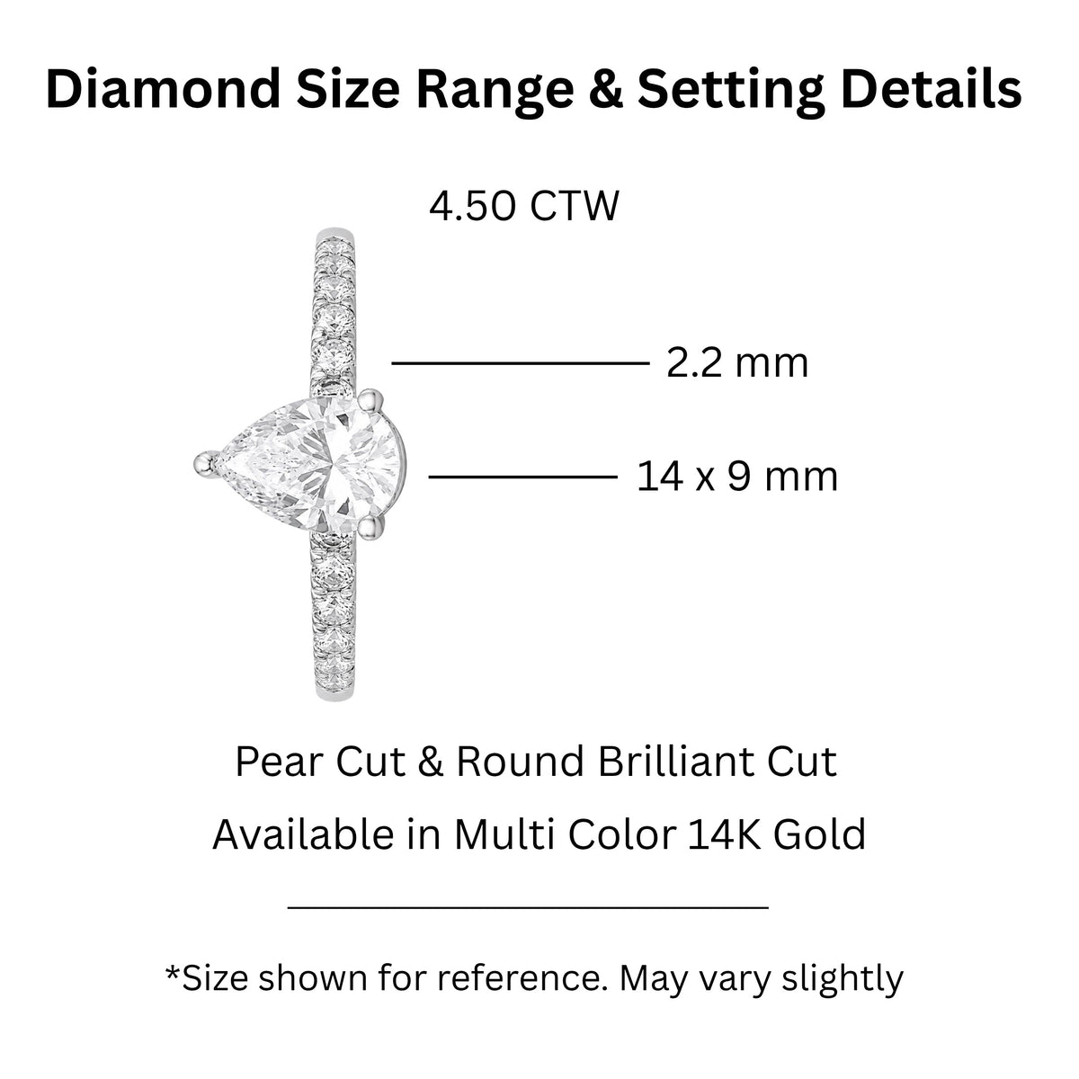Lab-Grown Diamond Pear Cut Solitaire Wedding Ring in 14K White Gold or 14K Yellow Gold