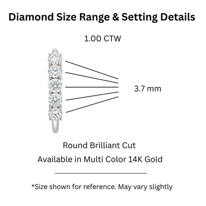 Lab-Grown Diamond Round Five-Stone Wedding Ring in 14K White Gold or 14K Yellow Gold