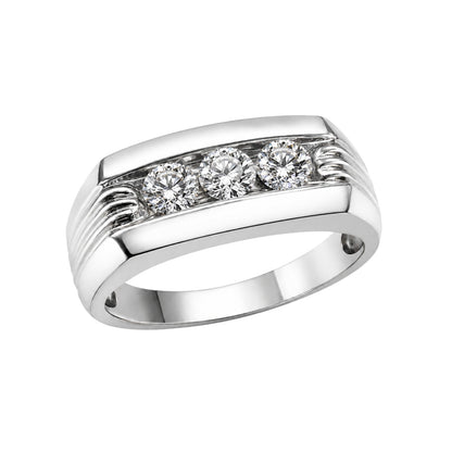 1 ct. T.W. Lab-Grown Diamond Round Three-Stone Engagement Ring in 14K White Gold or 14K Yellow Gold