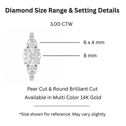 3 ct. T.W. Lab-Grown Diamond Round Three-Stone Wedding Ring in 14K White Gold or 14K Yellow Gold