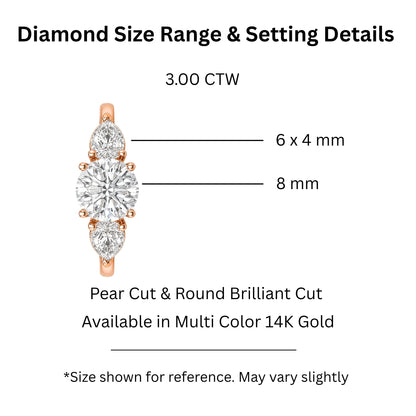 3 ct. T.W. Lab-Grown Diamond Round Three-Stone Wedding Ring in 14K White Gold or 14K Yellow Gold
