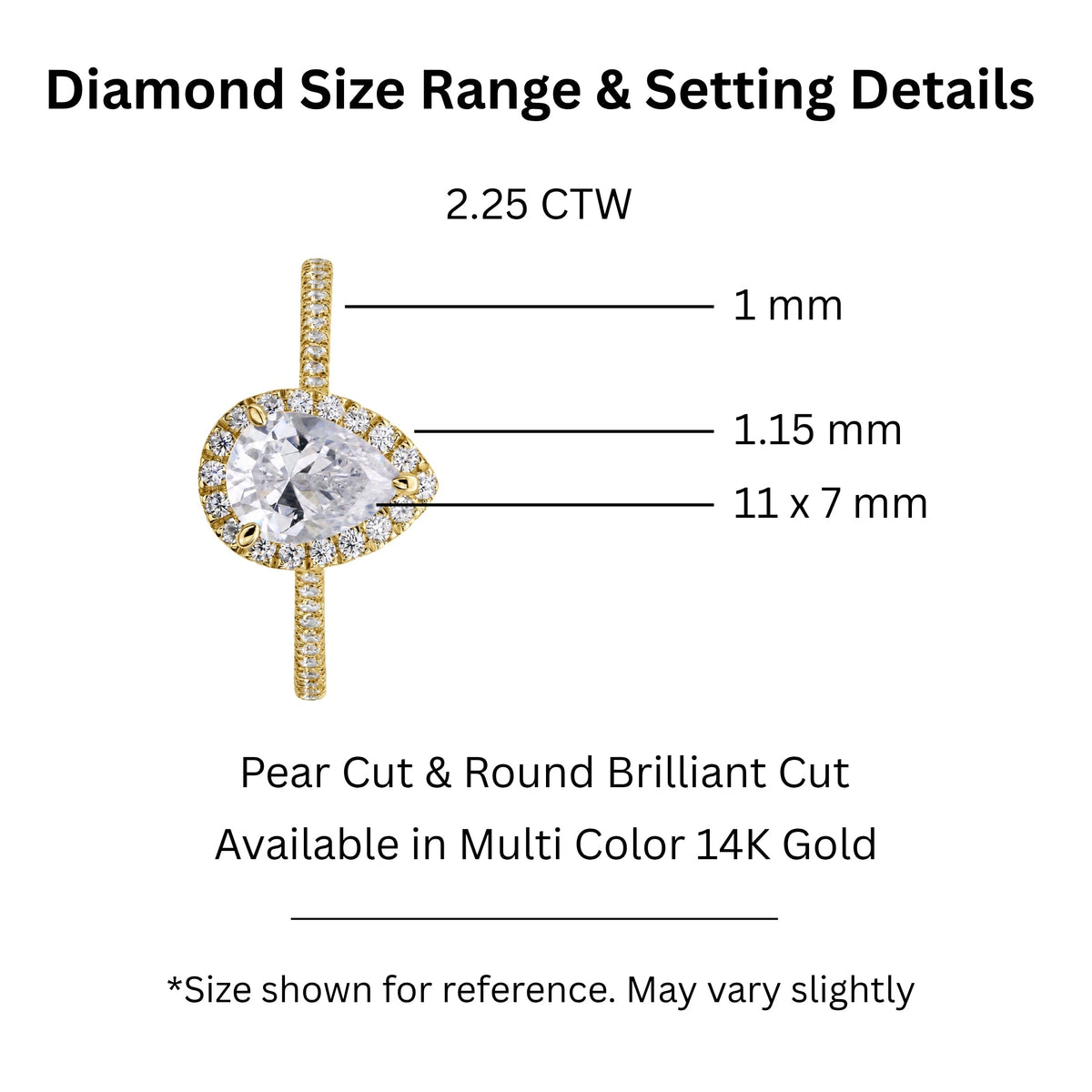 Lab-Grown Diamond Pear Halo Engagement Ring in 14K White Gold or 14K Yellow Gold