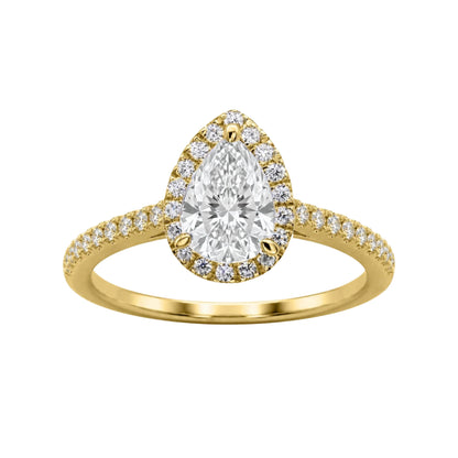 Lab-Grown Diamond Pear Halo Engagement Ring in 14K White Gold or 14K Yellow Gold