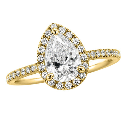 Lab-Grown Diamond Pear Halo Engagement Ring in 14K White Gold or 14K Yellow Gold