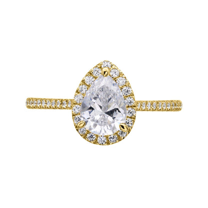 Lab-Grown Diamond Pear Halo Engagement Ring in 14K White Gold or 14K Yellow Gold