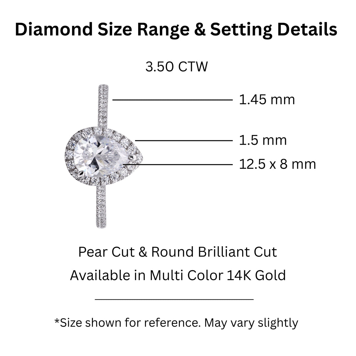 Lab-Grown Diamond Pear Halo Engagement Ring in 14K White Gold or 14K Yellow Gold