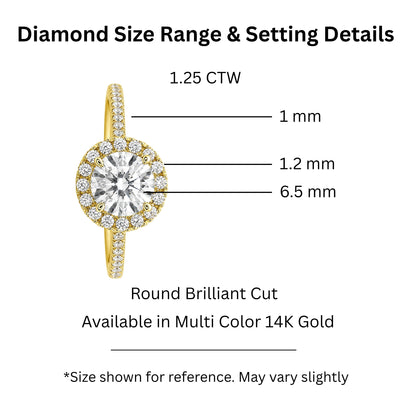 Lab-Grown Diamond Round Halo Engagement Ring in 14K White Gold or 14K Yellow Gold