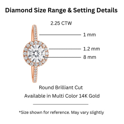 Lab-Grown Diamond Round Halo Engagement Ring in 14K White Gold or 14K Yellow Gold