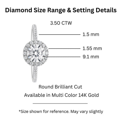 Lab-Grown Diamond Round Halo Engagement Ring in 14K White Gold or 14K Yellow Gold