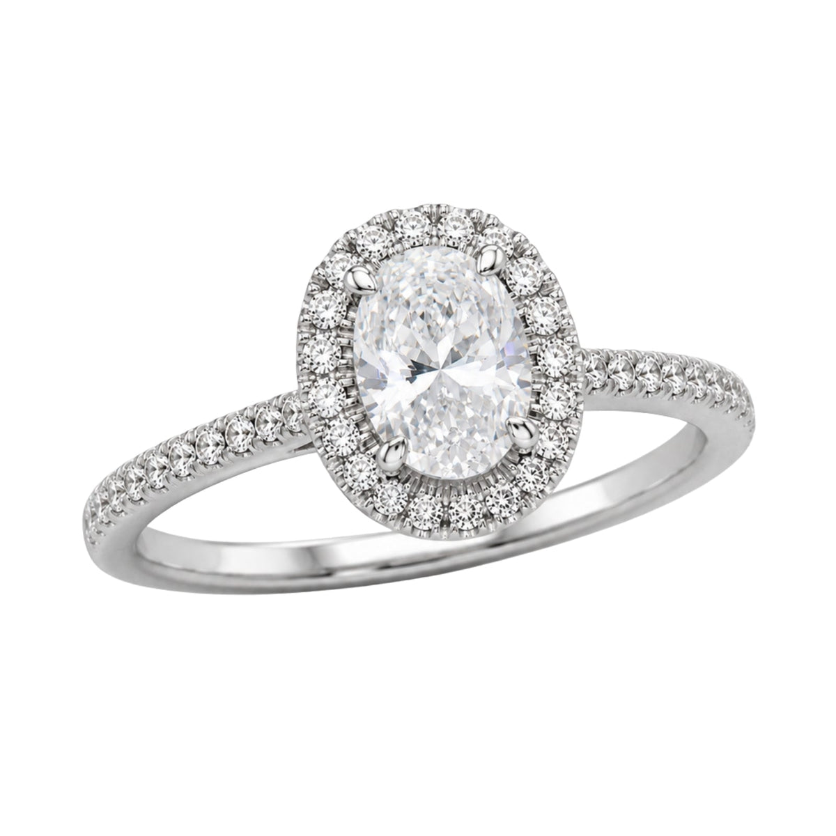 Lab-Grown Diamond Oval Halo Engagement Ring in 14K White Gold or 14K Yellow Gold
