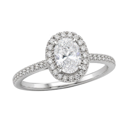 Lab-Grown Diamond Oval Halo Engagement Ring in 14K White Gold or 14K Yellow Gold