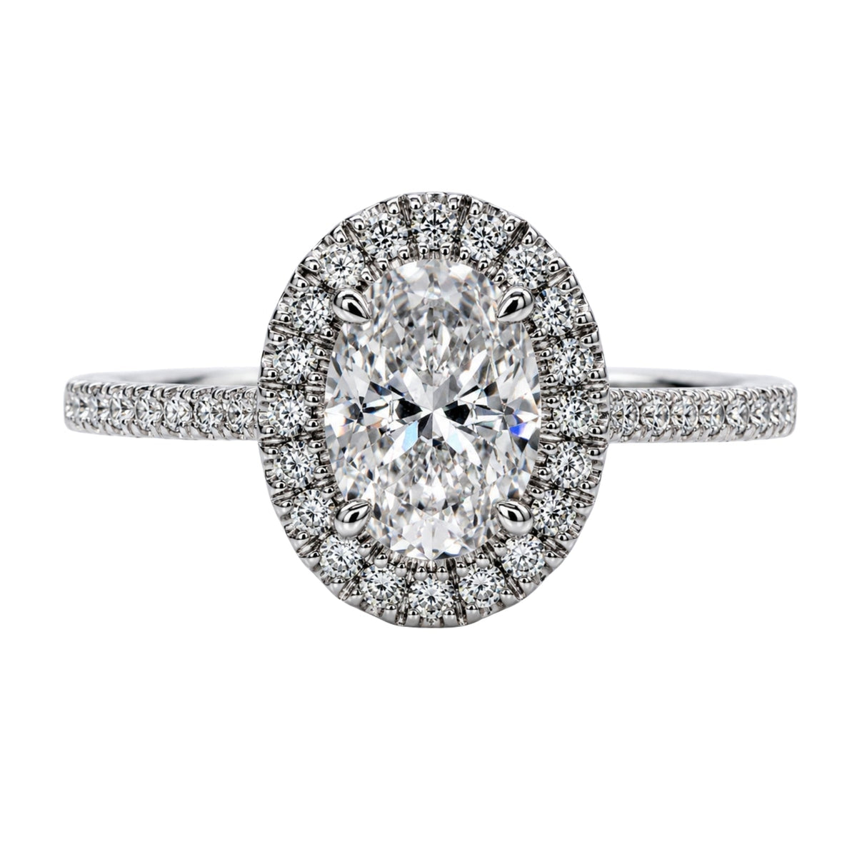 Lab-Grown Diamond Oval Halo Engagement Ring in 14K White Gold or 14K Yellow Gold