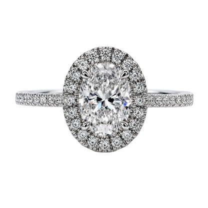 Lab-Grown Diamond Oval Halo Engagement Ring in 14K White Gold or 14K Yellow Gold