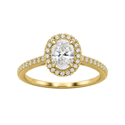 Lab-Grown Diamond Oval Halo Engagement Ring in 14K White Gold or 14K Yellow Gold