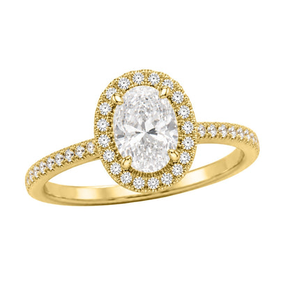 Lab-Grown Diamond Oval Halo Engagement Ring in 14K White Gold or 14K Yellow Gold