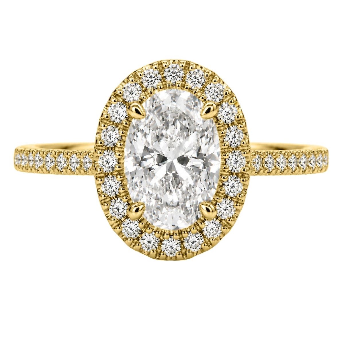 Lab-Grown Diamond Oval Halo Engagement Ring in 14K White Gold or 14K Yellow Gold