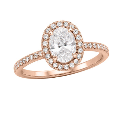 Lab-Grown Diamond Oval Halo Engagement Ring in 14K White Gold or 14K Yellow Gold