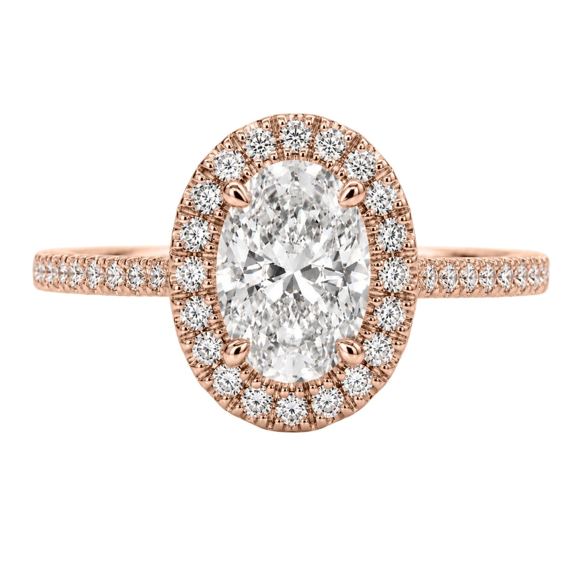 Lab-Grown Diamond Oval Halo Engagement Ring in 14K White Gold or 14K Yellow Gold