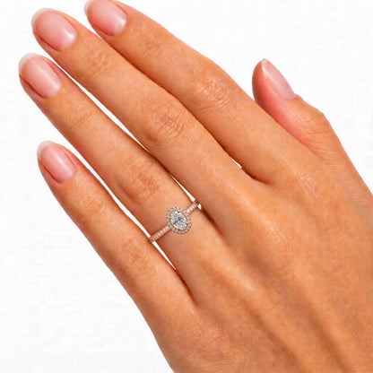 Lab-Grown Diamond Oval Halo Engagement Ring in 14K White Gold or 14K Yellow Gold