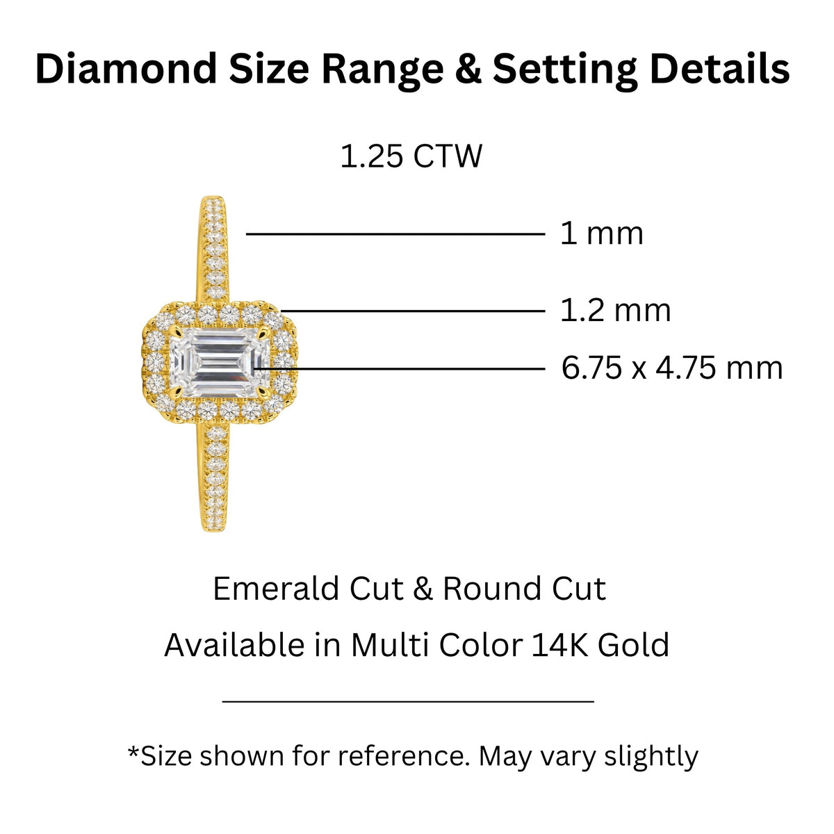 Lab-Grown Diamond Emerald-Cut Halo Engagement Ring in 14K White Gold or 14K Yellow Gold