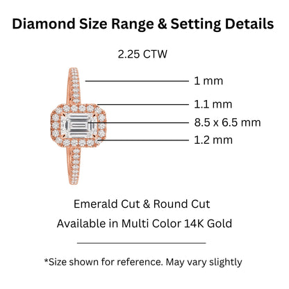 Lab-Grown Diamond Emerald-Cut Halo Engagement Ring in 14K White Gold or 14K Yellow Gold