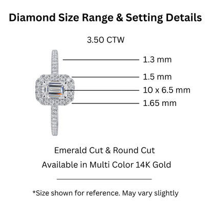 Lab-Grown Diamond Emerald-Cut Halo Engagement Ring in 14K White Gold or 14K Yellow Gold