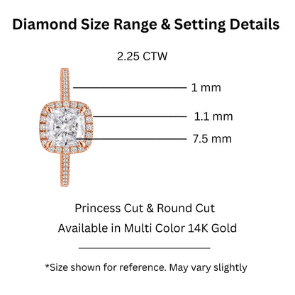 Lab-Grown Diamond Cushion Halo Engagement Ring in 14K White Gold or 14K Yellow Gold