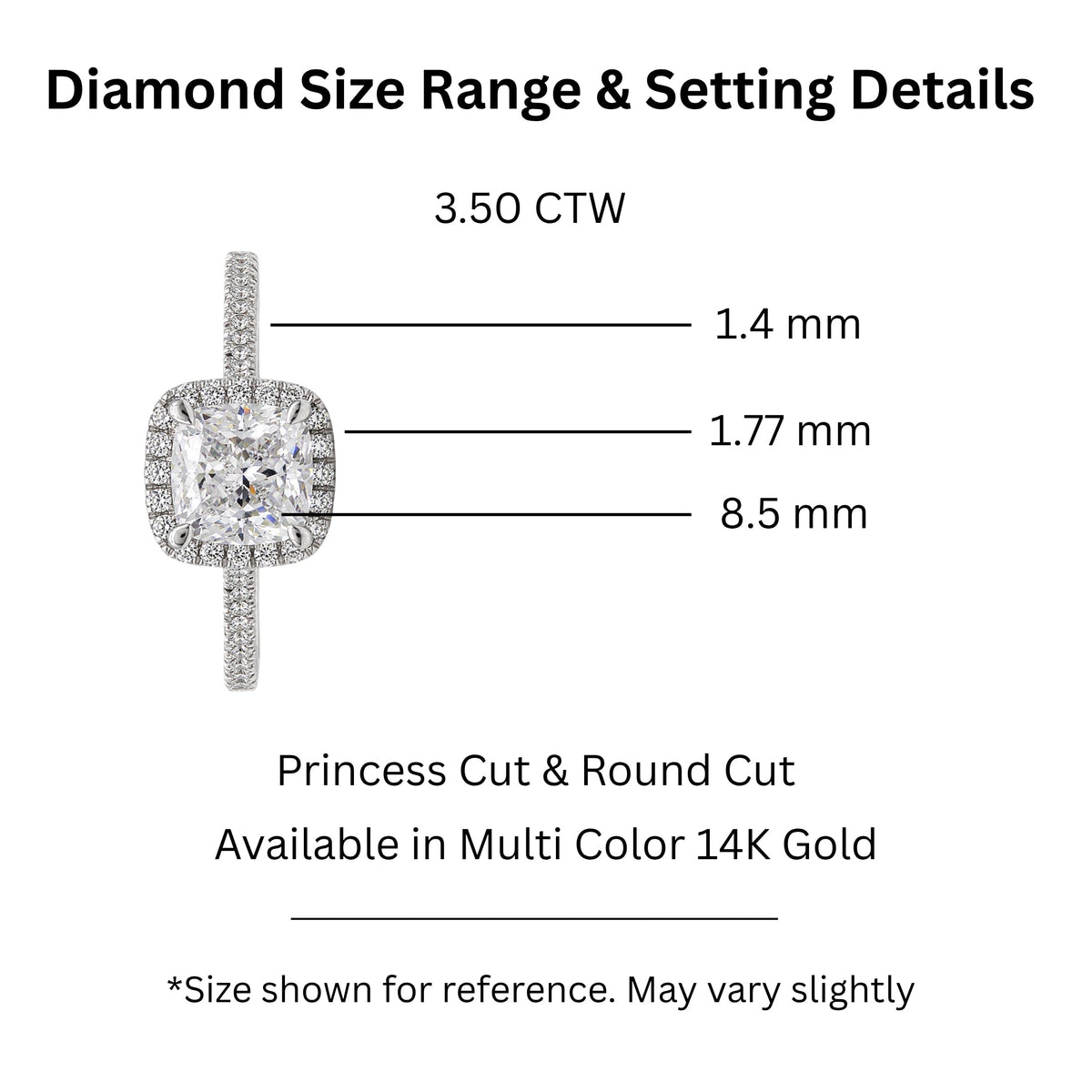 Lab-Grown Diamond Cushion Halo Engagement Ring in 14K White Gold or 14K Yellow Gold