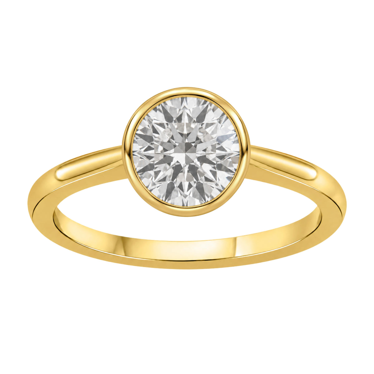 1 to 6 ct. T.W. Lab-Grown Diamond Round Cut Solitaire Bezel Engagement Ring in 14K White Gold or 14K Yellow Gold