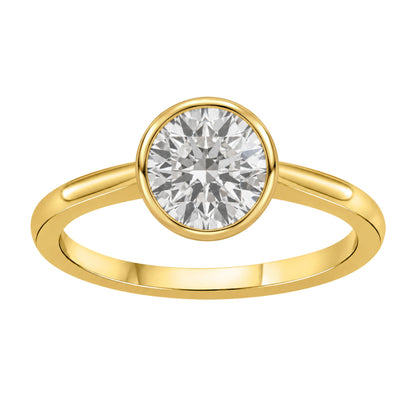 1 to 6 ct. T.W. Lab-Grown Diamond Round Cut Solitaire Bezel Engagement Ring in 14K White Gold or 14K Yellow Gold