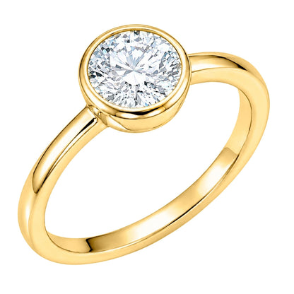 1 to 6 ct. T.W. Lab-Grown Diamond Round Cut Solitaire Bezel Engagement Ring in 14K White Gold or 14K Yellow Gold