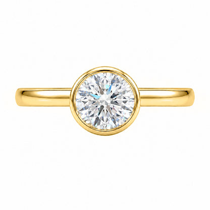 1 to 6 ct. T.W. Lab-Grown Diamond Round Cut Solitaire Bezel Engagement Ring in 14K White Gold or 14K Yellow Gold