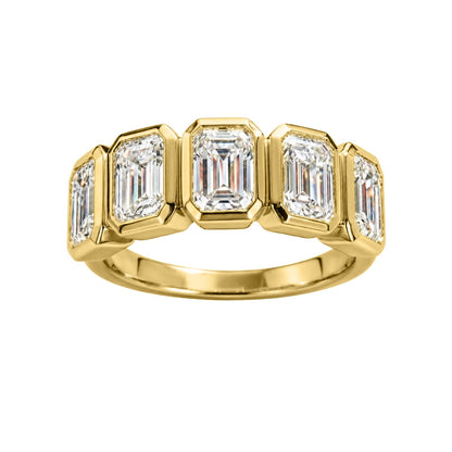 3 ct. T.W. Lab-Grown Diamond Emerald-Cut Five-Stone Wedding Ring in 14K White Gold or 14K Yellow Gold