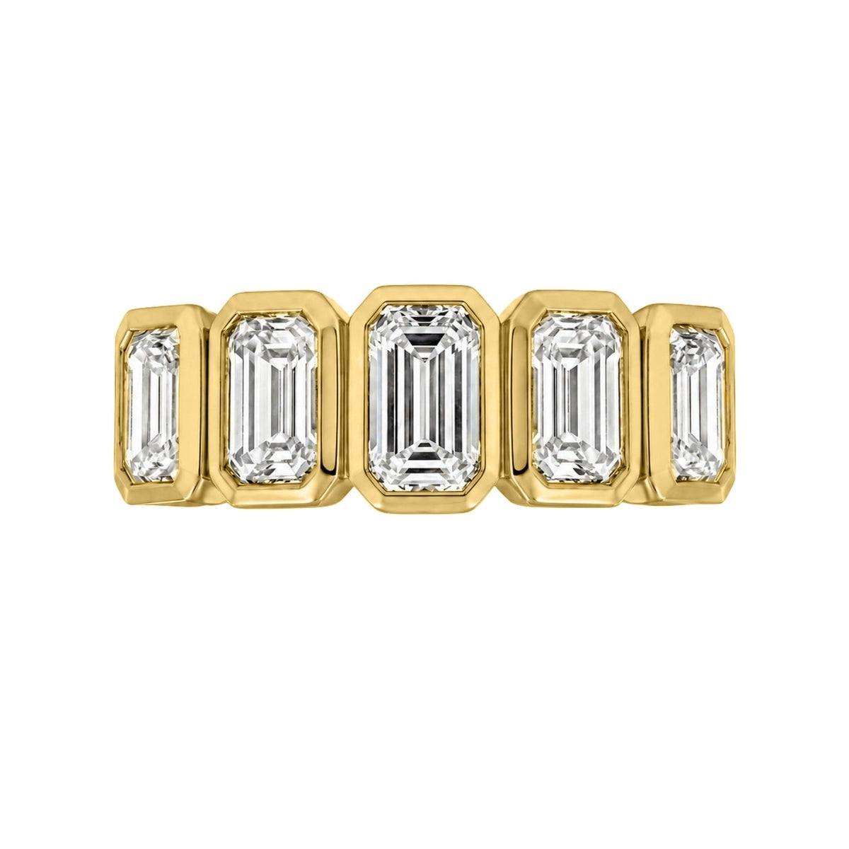 3 ct. T.W. Lab-Grown Diamond Emerald-Cut Five-Stone Wedding Ring in 14K White Gold or 14K Yellow Gold