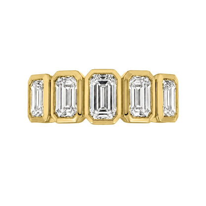 3 ct. T.W. Lab-Grown Diamond Emerald-Cut Five-Stone Wedding Ring in 14K White Gold or 14K Yellow Gold