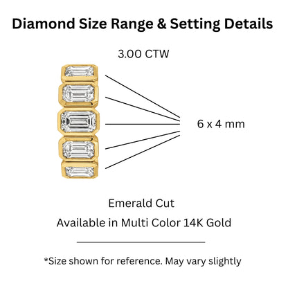 3 ct. T.W. Lab-Grown Diamond Emerald-Cut Five-Stone Wedding Ring in 14K White Gold or 14K Yellow Gold