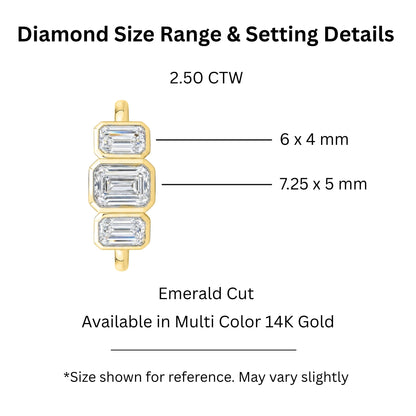 2.5 ct. T.W. Lab-Grown Diamond Emerald-Cut Three-Stone Engagement Ring in 14K White Gold or 14K Yellow Gold