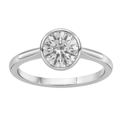 1 to 6 ct. T.W. Lab-Grown Diamond Round Cut Solitaire Bezel Engagement Ring in 14K White Gold or 14K Yellow Gold