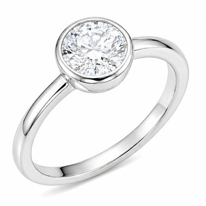 1 to 6 ct. T.W. Lab-Grown Diamond Round Cut Solitaire Bezel Engagement Ring in 14K White Gold or 14K Yellow Gold