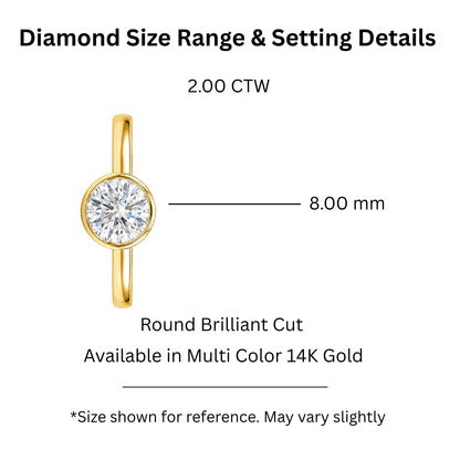 1 to 6 ct. T.W. Lab-Grown Diamond Round Cut Solitaire Bezel Engagement Ring in 14K White Gold or 14K Yellow Gold